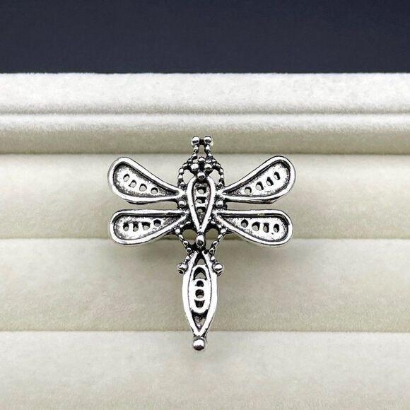 925 Sterling Silver Boho Style Detailed Dragonfly Statement Ring Size 6.5 - Picture 2 of 10